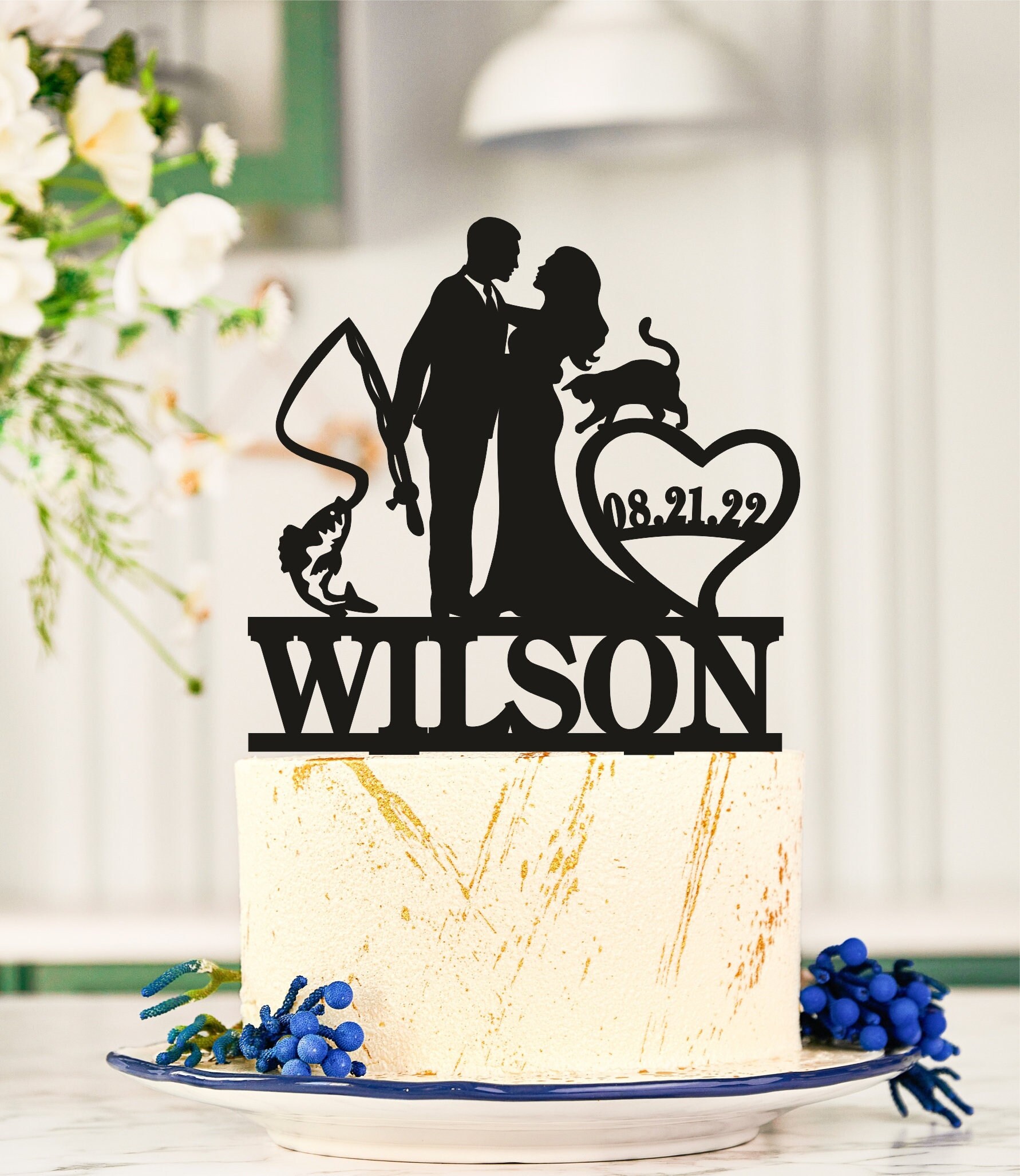 Fishing Wedding Cake Topper Fisherman Wedding Cake Topper Etsy