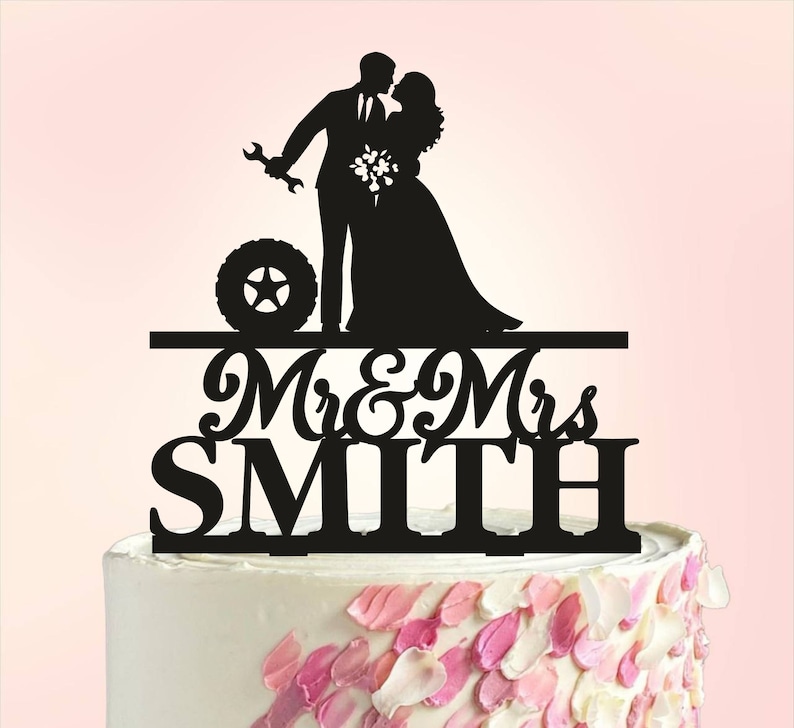 Mechanic Wedding Cake Topper, Auto Mechanic Wedding Cake Topper, Couple cake topper, Wrench Tools Cake Topper, Car Mechanic Cake Topper image 1
