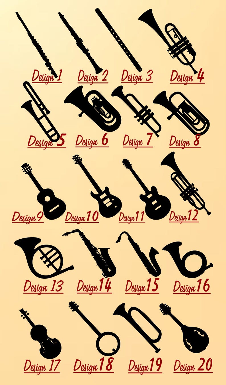 Labled Instruments Clarinet Birthday Cake Topper, Musical Notes Personalised Cake Topper ...