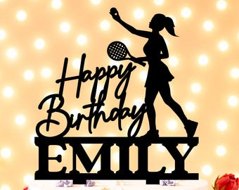 Female Tennis Birthday Cake Topper, Tennis Player Birthday Decoration, Customized Tennis Cake Topper, Happy Birthday Tennis Cake Topper