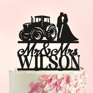 Tractor Wedding Cake Topper, Farmer Wedding Cake Topper, Country Wedding cake topper, Rustic Wedding Cake Topper, Cake Decoration S077