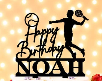 Tennis Geburtstag Cake Topper, Tennisschläger Geburtstag Tortendeko, Tennisschläger Tortendeko, alles Gute zum Geburtstag Sport Cake Topper