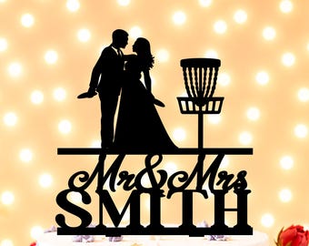 Frisbee Weding Cake Topper, Disc Sport Cake Topper, Frisbee Cake Topper, Bride And Groom Cake Topper, Frisbe Golfers Wedding Topper