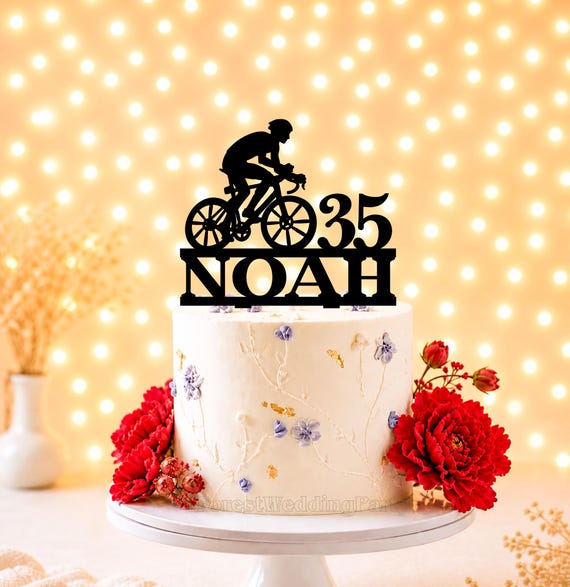 Ensemble de décorations de gâteau de vélo personnalisées : décoration de fête d'anniversaire personnalisée - France