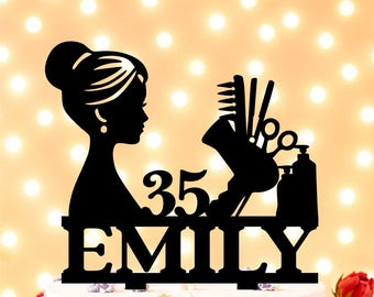 Hairstylist Birthday Cake Topper, Hairdresser Birthday Cake Topper, Beauty Party Decoration, Hair Stylist Theme, Barber cake topper Decor