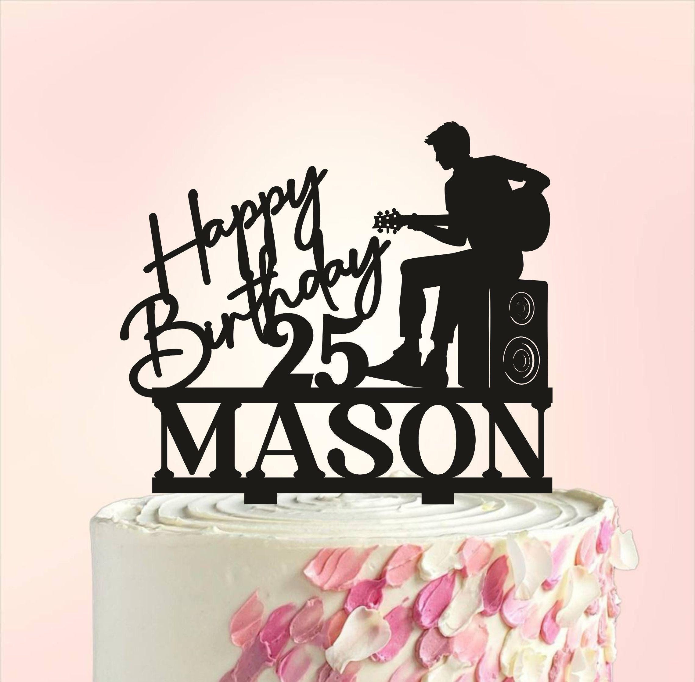Guitar Birthday Cake Topper, Male Guitarist Birthday Cake Topper, Musician Birthday Party, Guitarist Cake Topper, Guitar Theme Cake Topper