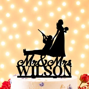 Hunting Wedding Cake Topper, Hunter Cake Topper, The Hunt Is Over Cake Topper, Hunting Couple Cake Topper, Bride Dragging Groom Topper