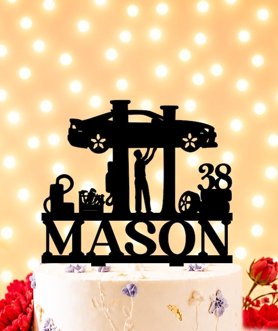 Mechanic Birthday Cake Topper, Auto Mechanic Cake Topper, Personalized Car Mechanic  Party Decor, Name and Age Cake Topper, mechanic gift