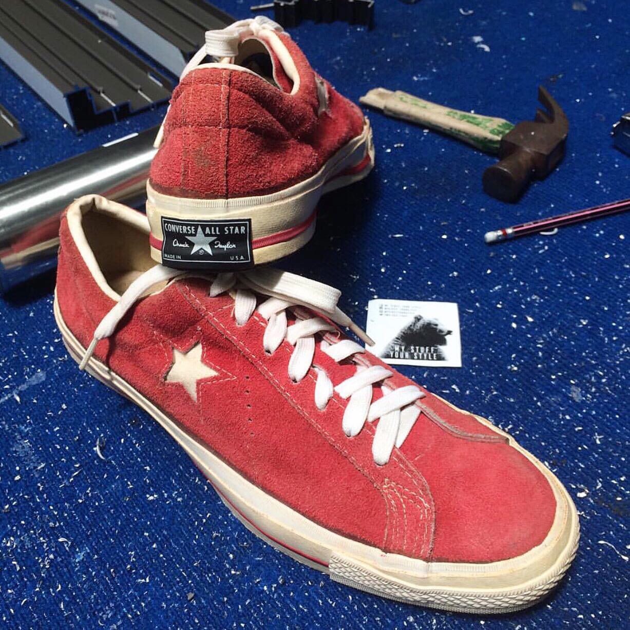 red suede converse one star