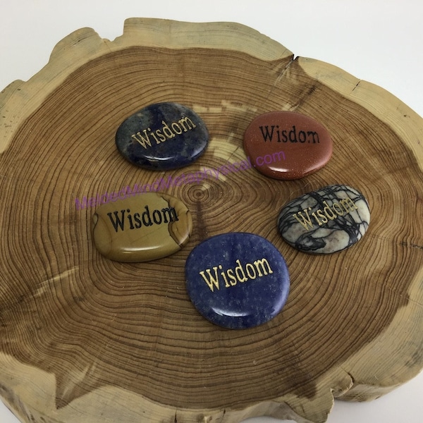 MeldedMind One (1) Engraved "Wisdom" Meaningful Word Palm Worry Smooth Stone