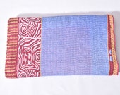 One Of a Kind Hand stitch Kantha Old Sari Kantha Bedspread Quilt Reversible Indian Kantha Quilt Kantha Throw