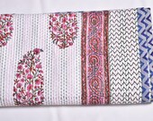 Antique Machine Stitch Quilt throw Vintage Bohemian Throw Traditional Handmade Quilt Cotton Linen Antique Linens Boutis Linen Kantha Vintage