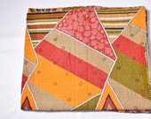 One Of Kind Vintage Kantha Throw,Cotton Kantha,Floral Kantha,Bedding ,Kantha Bedspread,Kantha King Bedding,Bohemian Throw,Reversible Kantha