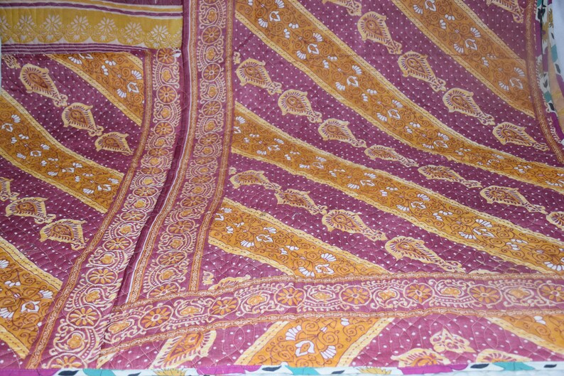 One Of Kind Indian Old Sari Vintage Quilt,Handmade Quilt Rajasthani Quilt,Jaipur Quilt,Quilts Pattern,Indian Cotton Bohemian Vintage Quilt
