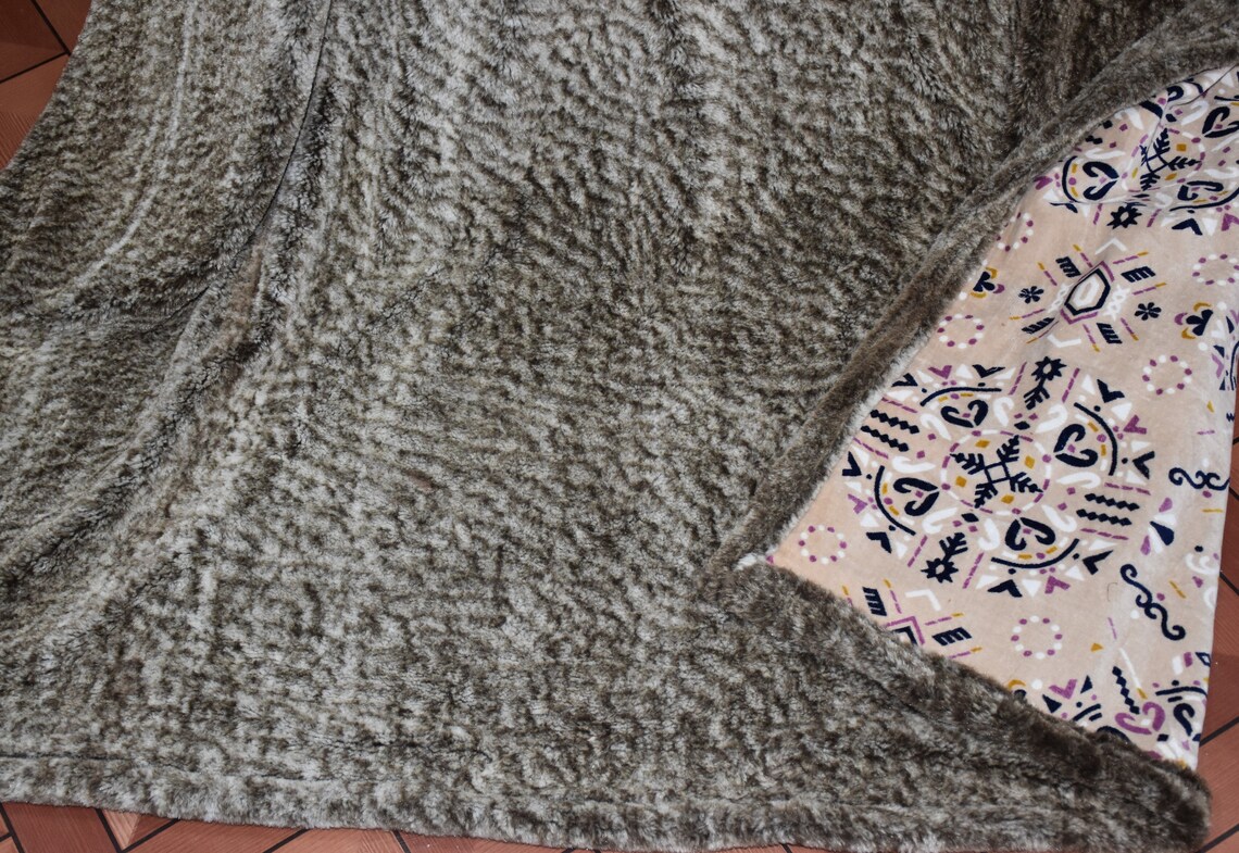 Fur With gray Velvet QuiltSoft Smooth Fur QuiltFaux Fur Etsy