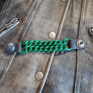 Vest extender powder coating green red metalic leather metal