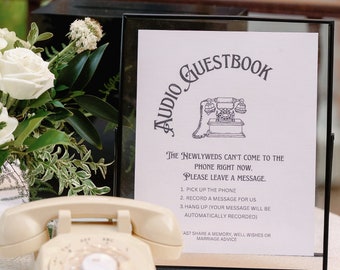 Voicemail Guestbook Wedding sign, Audio Guest Book printable, leave a message after the tone, telephone guestbook alternative