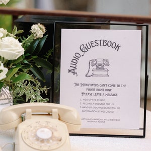 Livro de visitas de correio de voz Sinal de casamento, livro de visitas de áudio para impressão, deixe uma mensagem após o tom, alternativa de livro de visitas por telefone