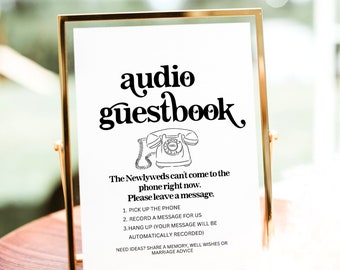 Voicemail Guestbook sign for wedding, sign audio guest book, printable, leave a message after the tone, vintage rotary phone sign, 01A