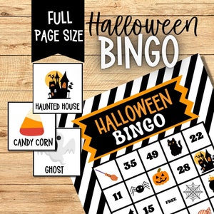 Halloween Bingo Printable PDF - 32 Different Cards - FULL PAGE - Halloween Party Game for Kids Printable - Instant Download