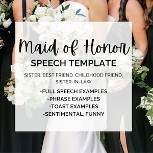 Heartfelt Maid of Honor Speech Writing Guide | 15 page Ebook with Full Speech Examples, Toast, Step by Step Writing System, Digital Download