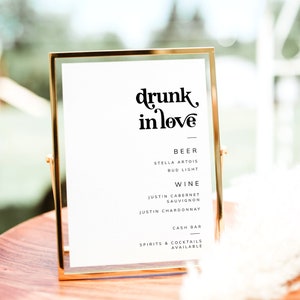 Wedding Bar Menu Sign template | 5x7 | edit and print at home | beer wine drinks sign | cash bar wording for liquor | simple, modern 01A