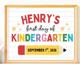Editable First Day of Kindergarten Sign, Milestone Photo Prop (Canva Template)