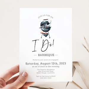 Couples Engagement BBQ Invitation Printable Template | Casual Engagement Party, Rehearsal Dinner|  I do barbecue invite, backyard party