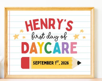 First Day of Daycare Sign, Editable Canva Template, Milestone Photo Prop (Digital Download)