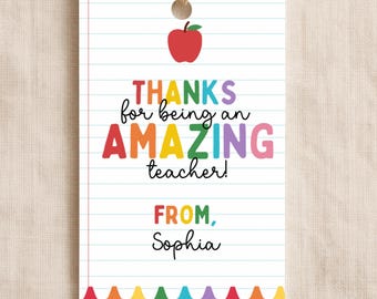 Editable Teacher Gift Tag Template, Last Day of School, Canva Printable (2"x3.5")
