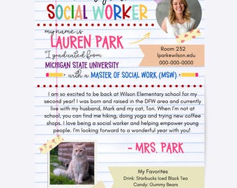 Social Worker Meet and Greet Flyer Template, Back to School Night, Editable Canva