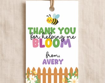 Teacher Gift Tag Template, Floral Garden Theme, Editable in Canva (Digital Download)