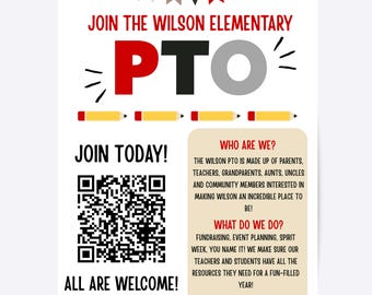 Red Black PTO Flyer Template, School Volunteer Sign Up (Canva)