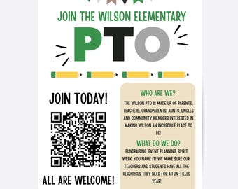 Green & White PTO Flyer Template, PTA Recruitment Sign Up (Canva)