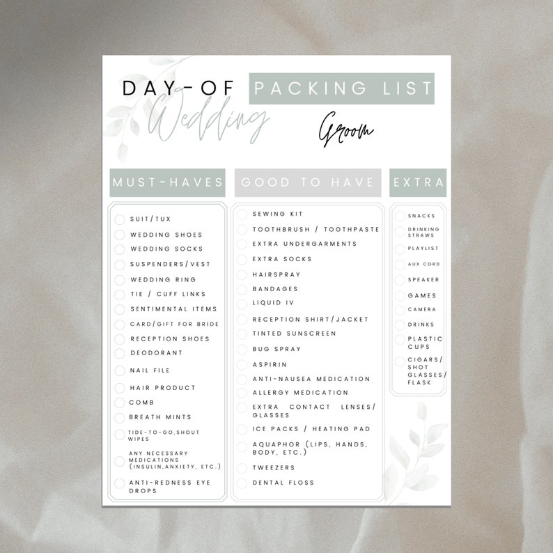 Wedding Day Packing List Printable Template Day of Checklist For The wedding-day-packing-list-printable-template-day-of-checklist-for-the