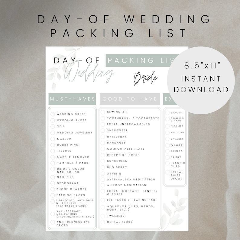 Wedding Packing List Printable Template Day of Checklist Etsy wedding-packing-list-printable-template-day-of-checklist-etsy