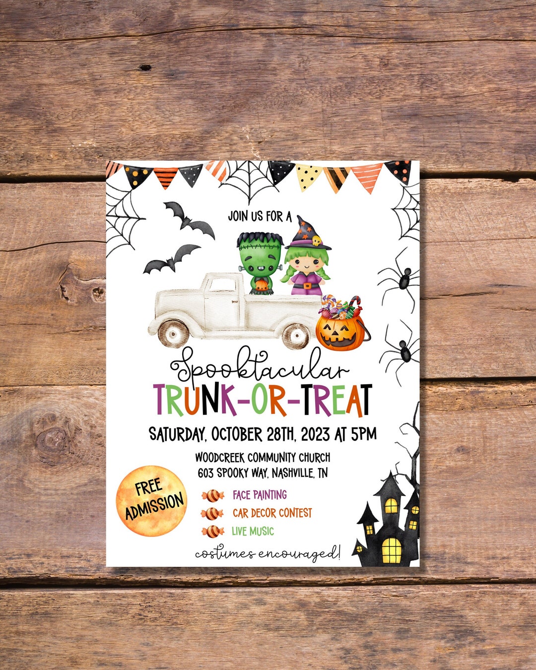 Editable Trunk or Treat Halloween Flyer 8.5x11, Trunk-or-treat Flyer ...