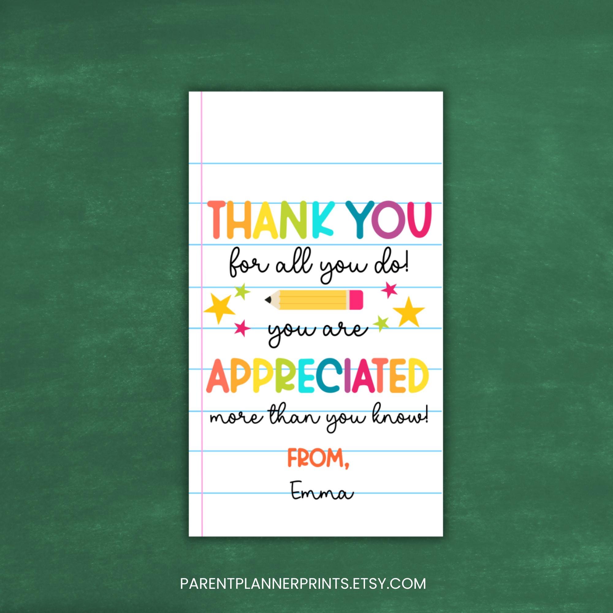 Editable Teacher Gift Tag, Appreciation Week Thank You, Canva Template ...
