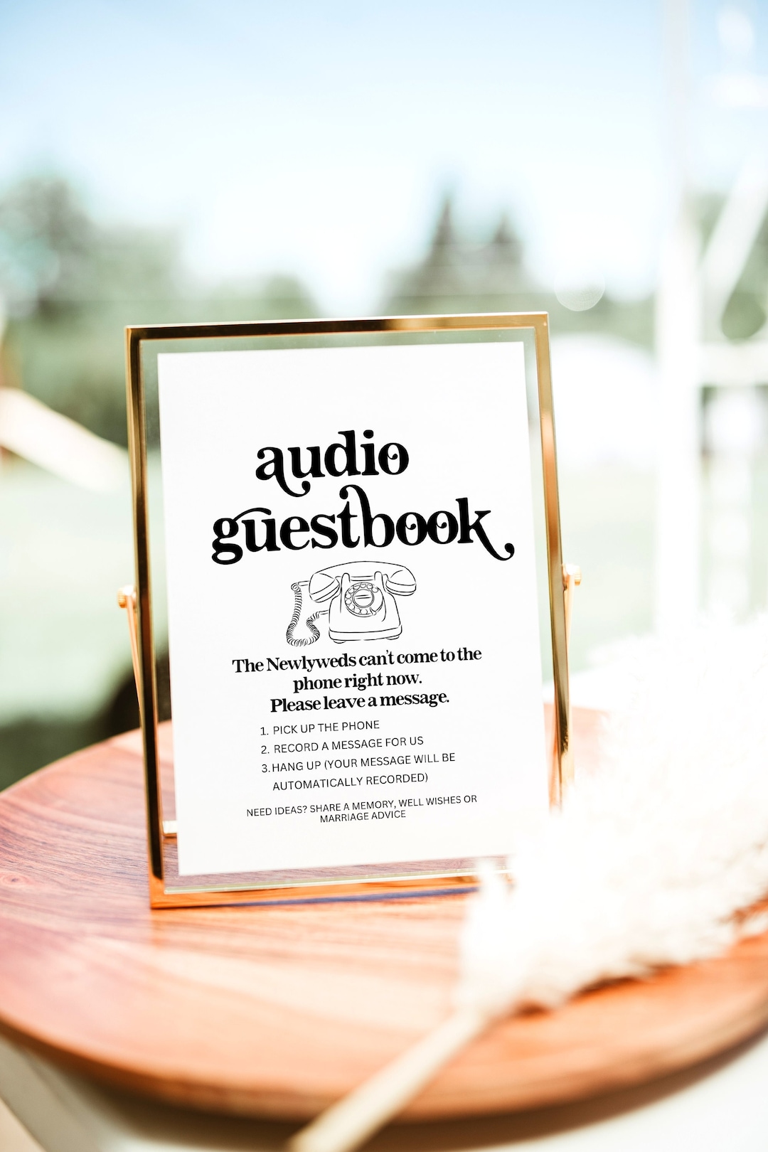 Voicemail Guestbook Sign for Wedding, Sign Audio Guest Book, Printable