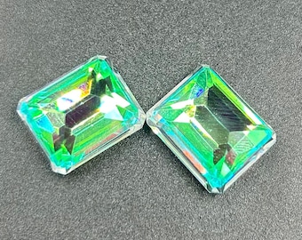 Rainbow Mystic Topaz Stone, Faceted Rectangle, 36 Carat (2 Piece)