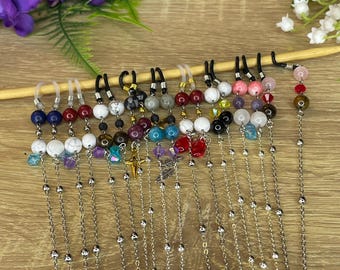 Correntes de pedras preciosas inspiradas em personagens de Final Fantasy XIV para óculos de grau, óculos de sol e máscaras.
