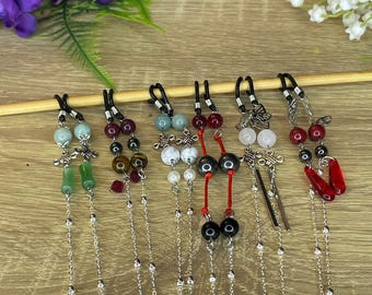 Correntes de pedras preciosas com tema Mo Xiang para óculos de grau, óculos de sol e máscaras.