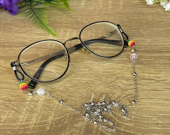 Correntes com pedras preciosas para óculos de grau, óculos de sol e máscaras.