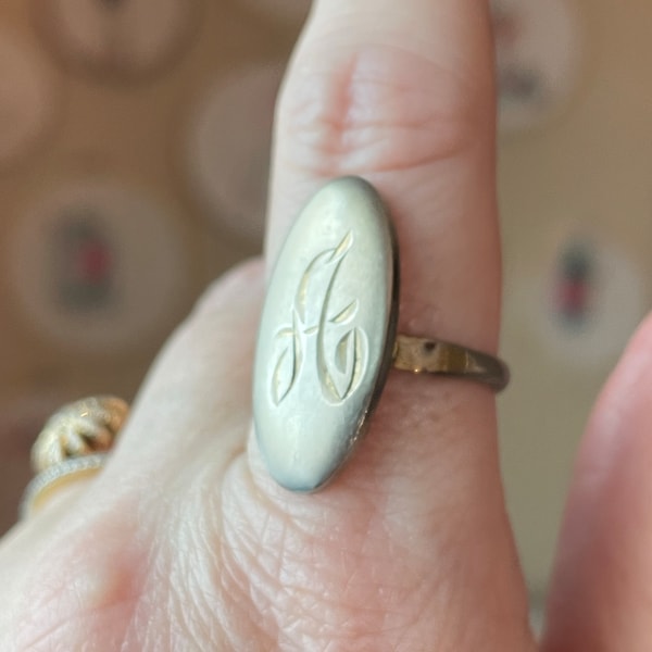 Initial Signet Ring, Bridesmaids Gift, Vintage Costume Jewelry