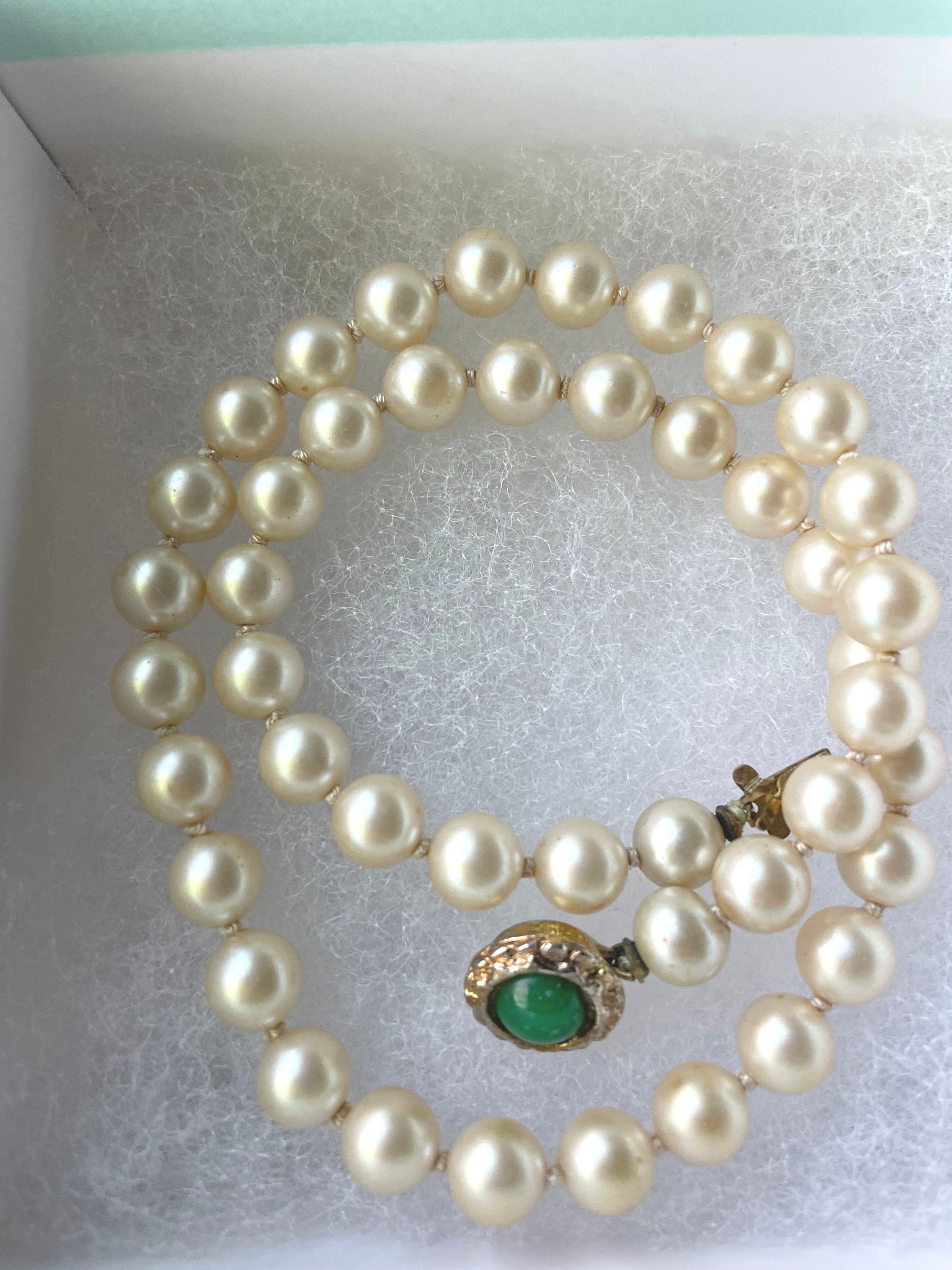Ayoka Pearl Single Strand Necklace With Jade Detail - Etsy