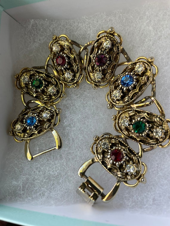 Gold Link Bracelet, Vintage Costume Jewelry