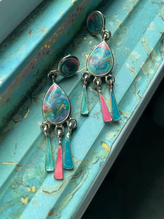 Unique 1990s Dangle Drop Earrings, Make a Stateme… - image 2