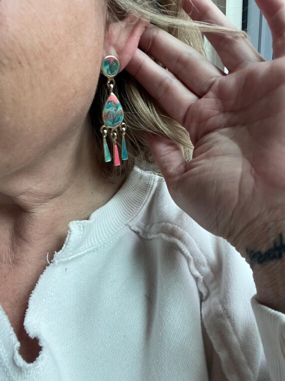 Unique 1990s Dangle Drop Earrings, Make a Stateme… - image 10