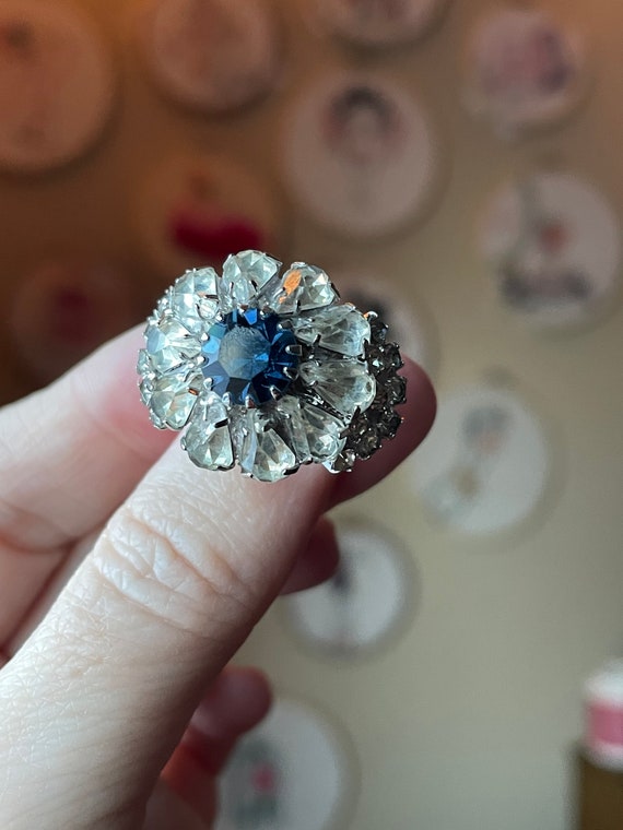 Vintage Rhinestone Cocktail Ring, Vintage Costume 