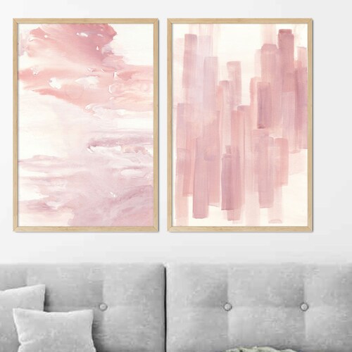 Wall Art Blush Pink Watercolor Print Blush Pink Abstract Wall Etsy